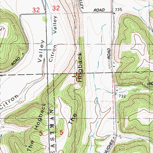 Topographic Map of The Hogback, WI