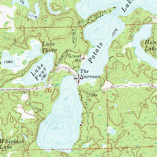 Topographic Map of The Narrows, WI