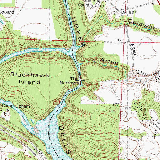 Topographic Map of The Narrows, WI