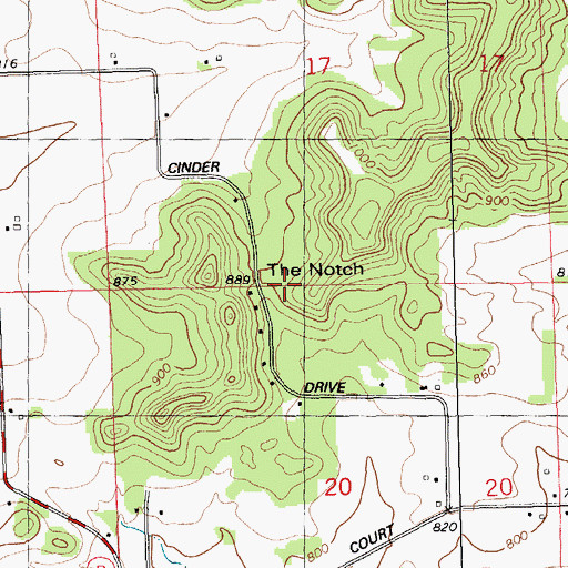 Topographic Map of The Notch, WI