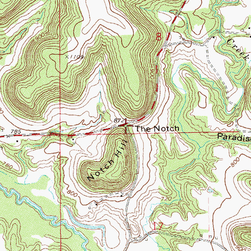 Topographic Map of The Notch, WI