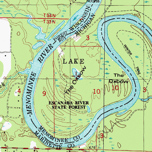 Topographic Map of The Oxbow, WI