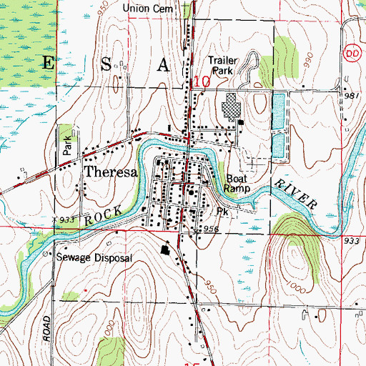 Topographic Map of Theresa, WI