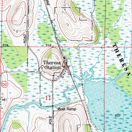 Topographic Map of Theresa Station, WI