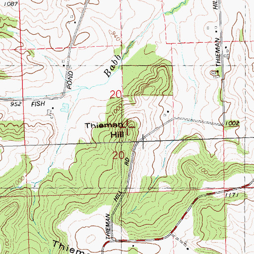 Topographic Map of Thieman Hill, WI