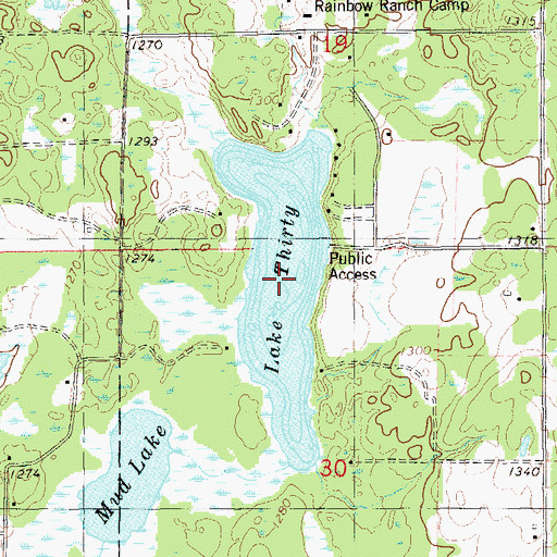 Topographic Map of Lake Thirty, WI
