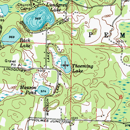 Topographic Map of Thoeming Lake, WI