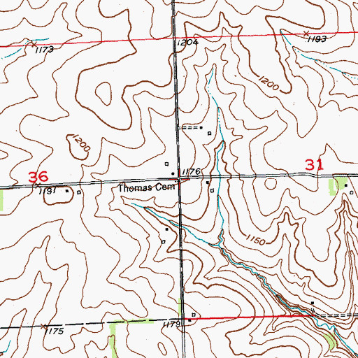 Topographic Map of Thomas Cemetery, WI