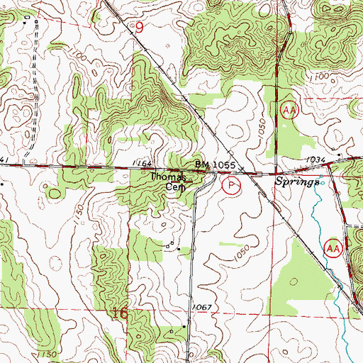 Topographic Map of Thomas Cemetery, WI