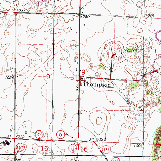 Topographic Map of Thompson, WI