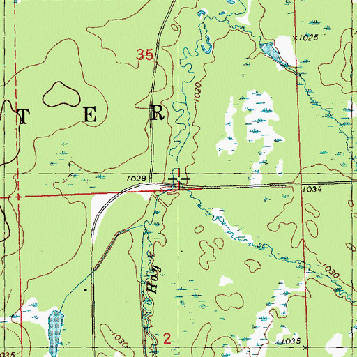 Topographic Map of Thompson Creek, WI