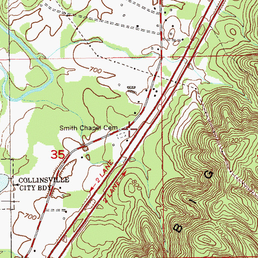 Topographic Map of Smith Chapel (historical), AL