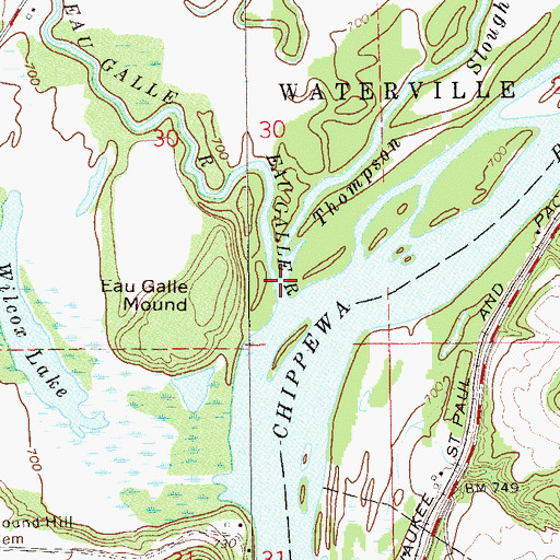 Topographic Map of Thompson Slough, WI