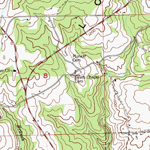 Topographic Map of Smith Chapel (historical), AL