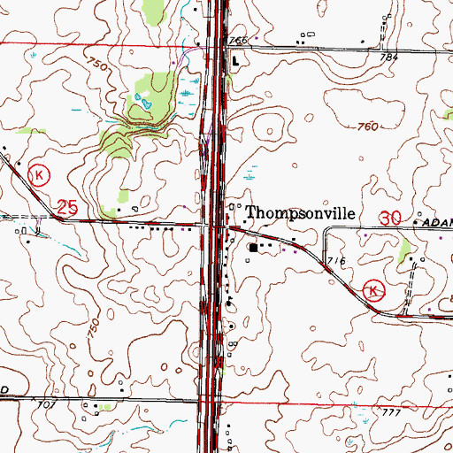 Topographic Map of Thompsonville, WI