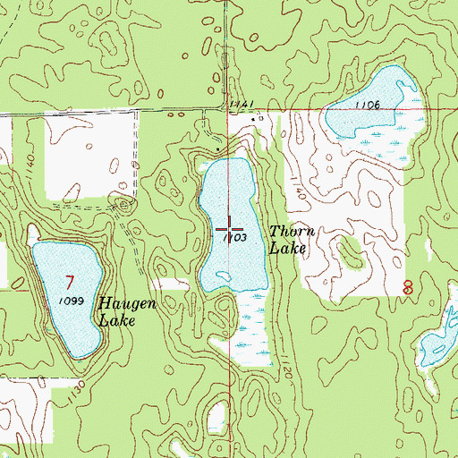 Topographic Map of Thorn Lake, WI