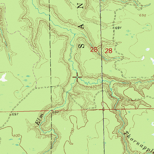 Topographic Map of Thornapple Creek, WI