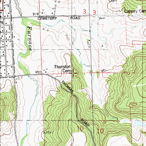 Topographic Map of Thornton Cemetery, WI