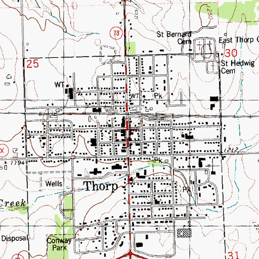 Topographic Map of Thorp, WI