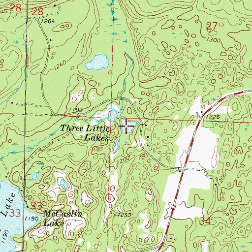 Topographic Map of Three Little Lakes, WI