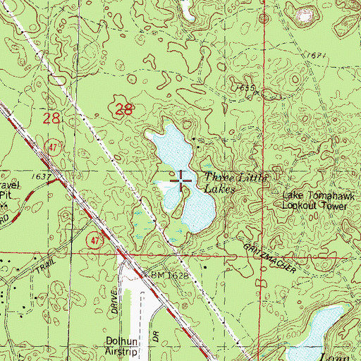 Topographic Map of Three Little Lakes, WI