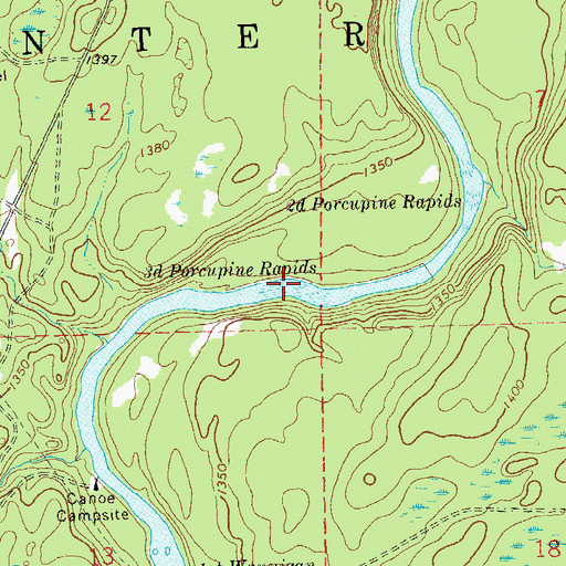 Topographic Map of Third Porcupine Rapids, WI