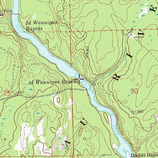 Topographic Map of Third Wannigan Rapids, WI