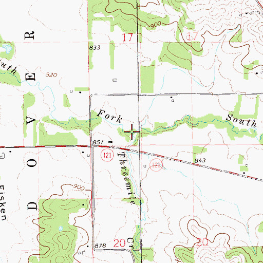 Topographic Map of Threemile Creek, WI