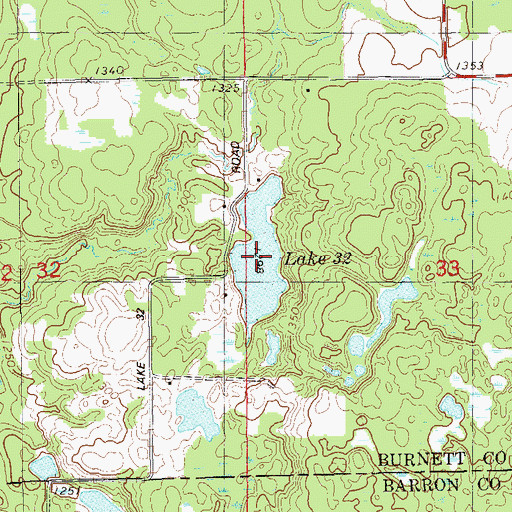 Topographic Map of Lake Thirty Two, WI