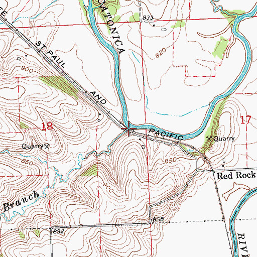 Topographic Map of Thunder Branch, WI