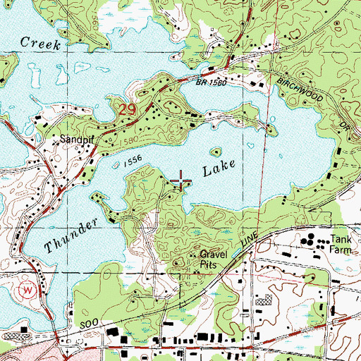 Topographic Map of Thunder Lake, WI