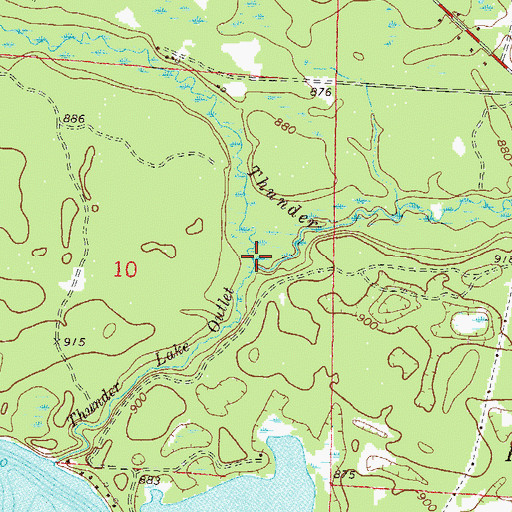 Topographic Map of Thunder Lake Outlet, WI