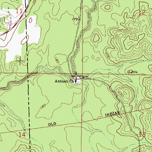 Topographic Map of Antioch Cemetery, AL