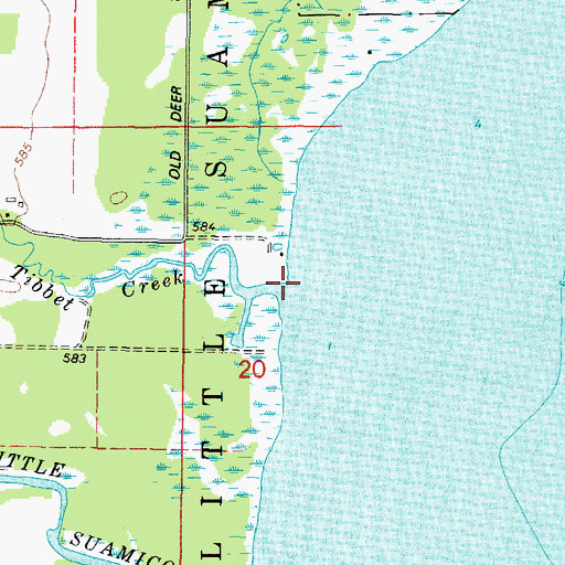 Topographic Map of Tibbet Creek, WI