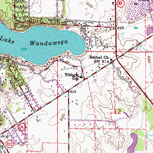 Topographic Map of Tibbets Elementary School, WI