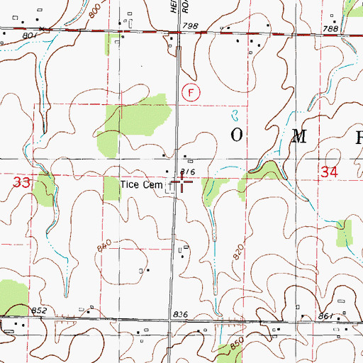 Topographic Map of Tice Cemetery, WI