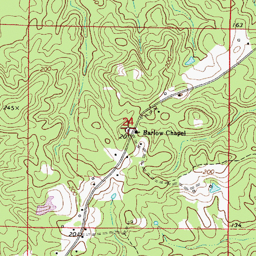 Topographic Map of Barlow Cemetery, AL