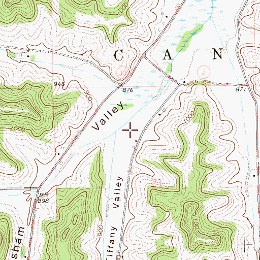 Topographic Map of Tiffany Valley, WI