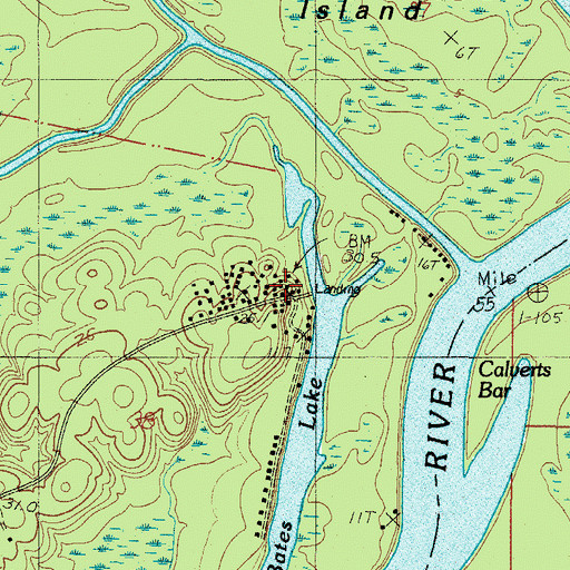 Topographic Map of Bates Landing Fish Camp, AL