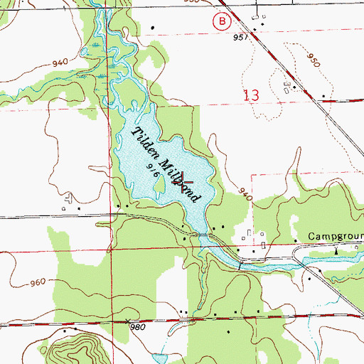 Topographic Map of Tilden Millpond, WI