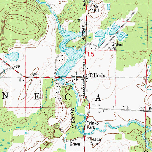 Topographic Map of Tilleda, WI
