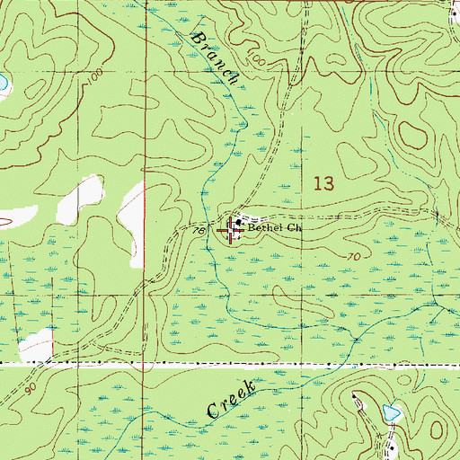 Topographic Map of Bethel Cemetery, AL