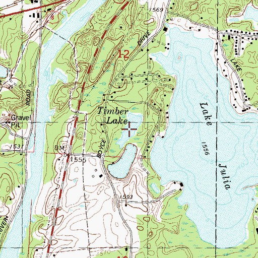Topographic Map of Timber Lake, WI