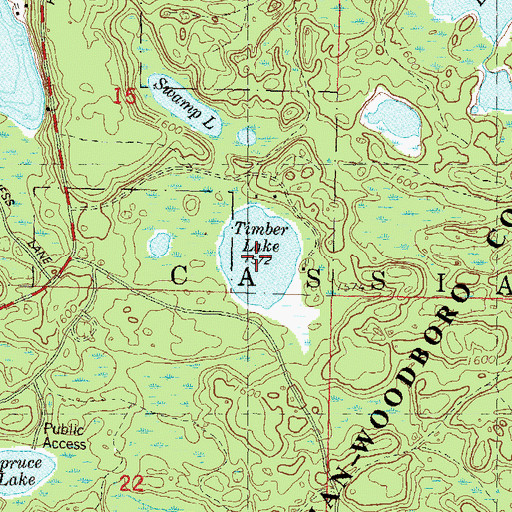 Topographic Map of Timber Lake, WI