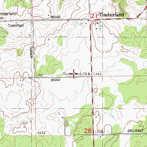 Topographic Map of Timberland Church, WI