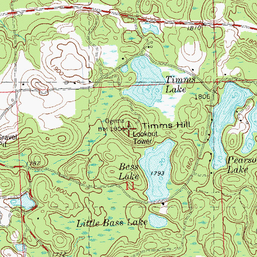 Topographic Map of Timms Hill, WI