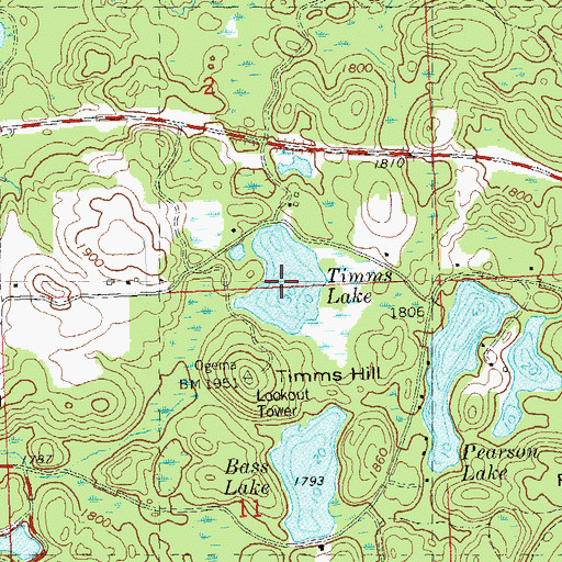 Topographic Map of Timms Lake, WI