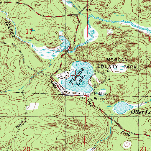 Topographic Map of Timms Lake, WI