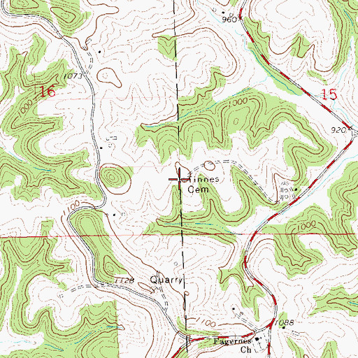 Topographic Map of Tinnes Cemetery, WI