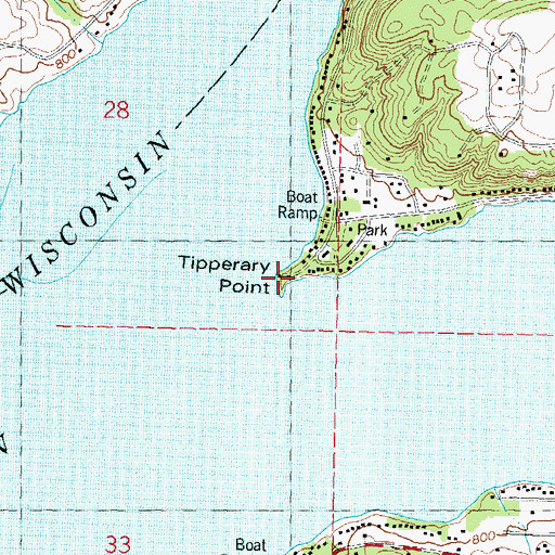 Topographic Map of Tipperary Point, WI